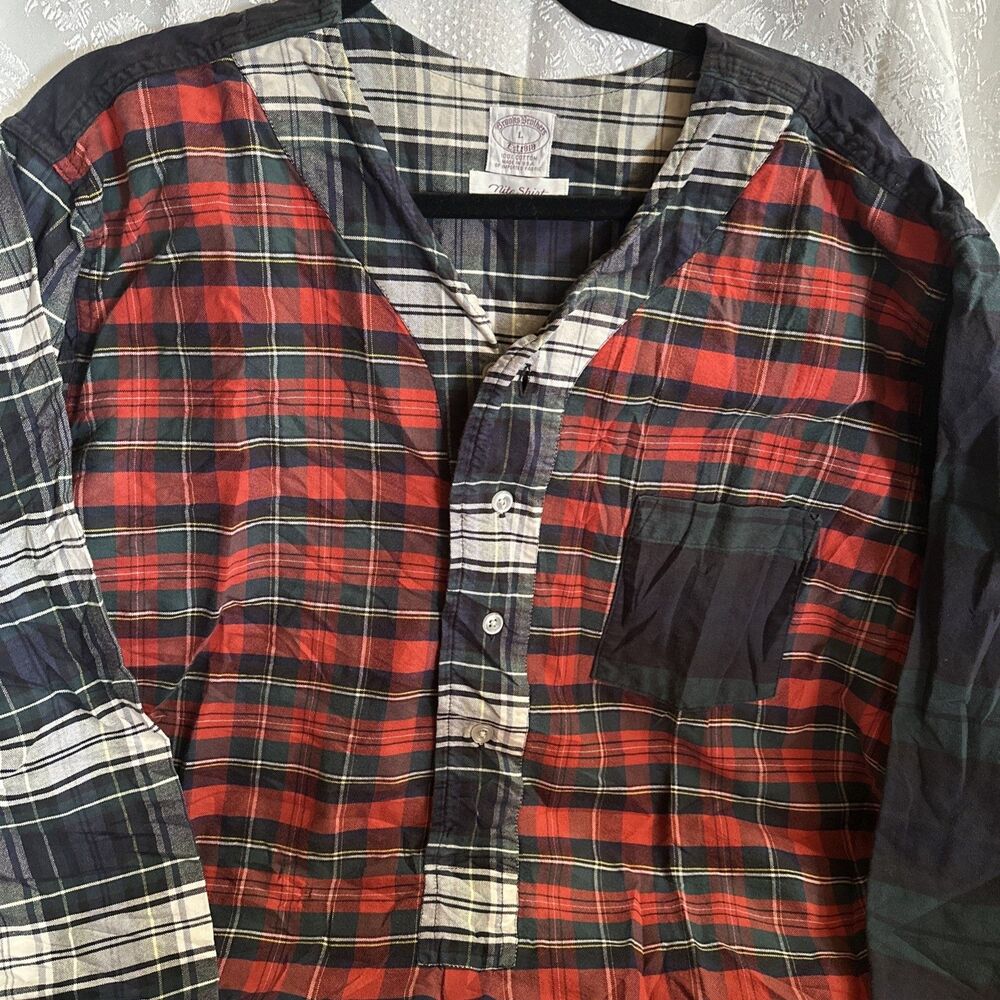 Brooks Brothers Men Tartan Plaid Night Shirt Sz L Cotton Long Sleeve Sleep Shirt